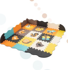 KIK Penová puzzle podložka a ohrádka so zvieratkami, 114 x 114 cm, 25 dielov