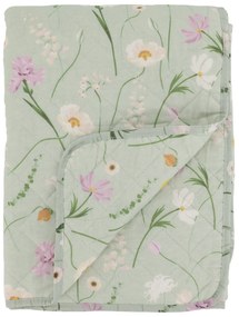 Chic Antique Prešívaný prehoz Aix Flowers Verte 180 × 130 cm