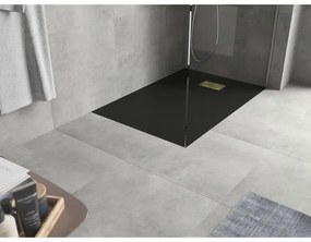 Mexen Hugo, obdĺžniková sprchová vanička SMC 120 x 80 cm, čierna, zlatá krytka, 42708012-G