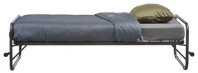 Čierna kovová jednolôžková posteľ skladacia s roštom 90x200 cm Lucy – WOOOD