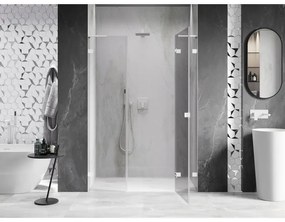 Mexen Lunar L, pravé otočné sprchové dvere 130 cm, 8mm číre sklo, biely profil, 834SL-130-050-20-00-P