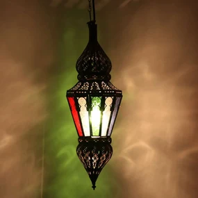 Orientálna závesná lampa Nura farebná