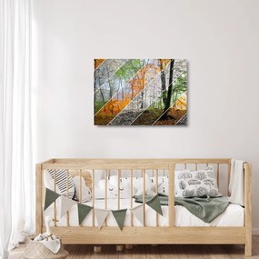 Sklenený obraz - Striedanie ročných období (70x50 cm)