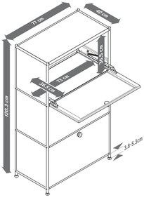 Kovový regál »CN3« s 3 výklopnými priehradkami, čierny