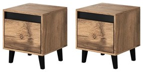 SADA 2x Nočný stolík NORD 45x40 cm dub wotan/antracit
