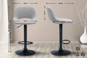 2x Barová stolička Camden - látka, čierny rám - Svetlo sivá