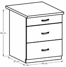 Dolná kuchynská skrinka D60S3 Provense (biela + sosna andersen). Vlastná spoľahlivá doprava až k Vám domov. 1015162