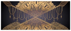 Obraz - Zlatá mandala s šípmi (120x50 cm)