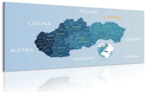 Obraz elegantná mapa Slovenska v modrom - 120x60