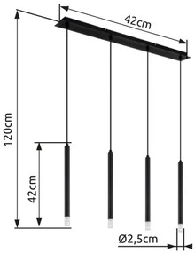 Globo 15629-4 - Luster na lanku BLAKE 4xG9/4W/230V čierna
