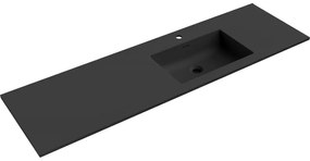 Mexen Otis, umývadlo zapustené do dosky, pravé, 161 × 46,5 cm, čierna matná, 25181671P
