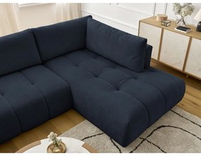 Tmavomodrá rozkladacia/s úložným priestorom rohová pohovka (pravý roh/do tvaru "U") Fuji – Bobochic Paris