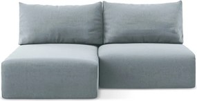 Modrá zamatová rozkladacia/s úložným priestorom rohová pohovka (ľavý roh/s leňoškou) Kalena – Makamii