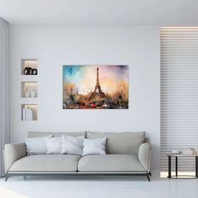 Obraz - Maľba Eiffelovej veže (90x60 cm)