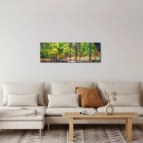 Obraz - Drevená loď na kanáli, Thajsko (s hodinami) (90x30 cm)