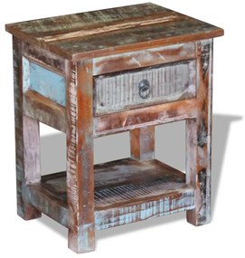vidaXL Príručný stolík s 1 zásuvkou, recyklovaný masív 43x33x51 cm