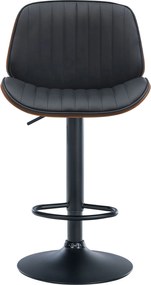 Barová stolička Nova - koženka, čierny rám - Orech / čierna