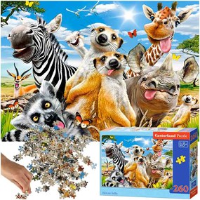 KIK CASTORLAND Puzzle 260el. Africké selfie - Africké zvieratá