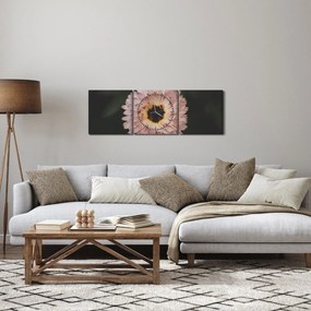 Obraz oranžovej kvetiny (s hodinami) (90x30 cm)