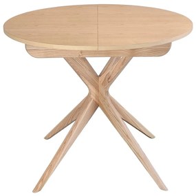 Okrúhly rozkladací jedálenský stôl s prídavnou doskou z jaseňového dreva ø 90 cm Jubi – Ragaba