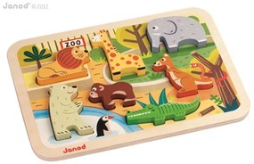 Drevené vkladacie puzzle pre najmenších ZOO Chunky Janod od 1 roka 7 dielov