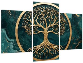 Obraz – Zlatý strom života v mramore (90x60 cm)