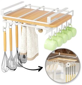 Závesný kuchynský organizér s háčikmi RAXIMO, biely