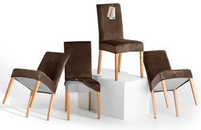 Hnedé napínacie poťahy v súprave 4 ks na stoličku 48 cm Sento – Restilo