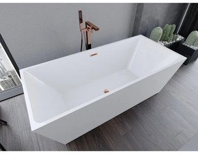 Mexen Lita, voľne stojaca vaňa 170 x 75 cm, biela, ružové zlato prepad, 52121707500-60