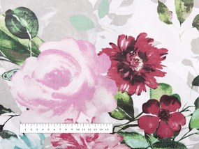 Biante Bavlnené posteľné obliečky Sandra SA-220 Veľké ružové kvety Predĺžené 140x220 a 70x90 cm