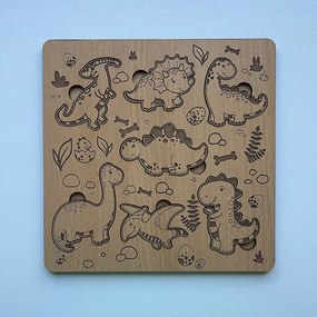 Drevené detské puzzle - Dinosaury - Buk