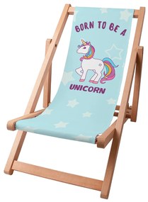 Drevené plážové lehátko Born to be a unicorn