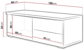 Televízny stolík s LED osvetlením FERNS D 11 - biely / lesklý biely