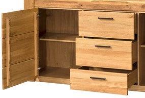 Komoda Velvet II 47 181 cm z masivu s LED osvětlením dub přírodní