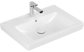 VILLEROY &amp; BOCH Subway 2.0 závesné umývadlo s otvorom (spodná strana brúsená), s prepadom, 650 x 470 mm, biela alpská, s povrchom CeramicPlus, 7113KGR1