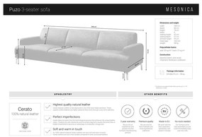 Červenohnedá kožená pohovka MESONICA Puzo, 240 cm
