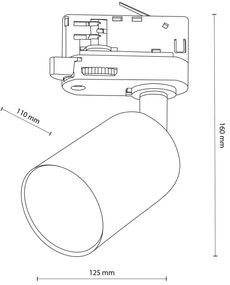 Bodové svietidlo do 3-fázového lištového systému TOP 1xGU10/10W/230V čierna