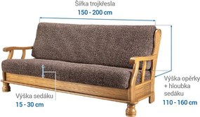 Bielastické poťahy VITTORIA hnedá trojkreslo s drevenými rúčkami (š. 150 - 200 cm)