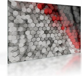 Sklenený obraz - 3D hexagóny (70x50 cm)