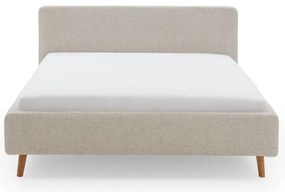 Béžová čalúnená dvojlôžková posteľ s úložným priestorom s roštom 180x200 cm Mattis – Meise Möbel
