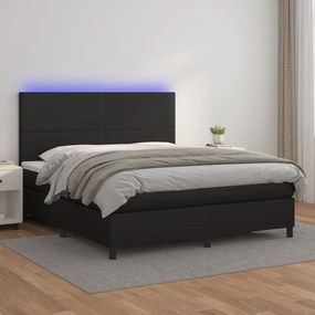 Boxspring posteľ s matracom a LED čierna 160x200 cm umelá koža 3135831