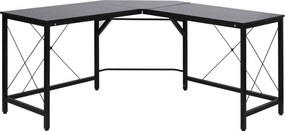 HOMCOM Počítačový Písací Stôl - Rohový Stôl L Tvarovaný - MDF Čierny 150 x 150 x 76 cm | Aosom