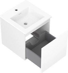 Mexen Orio, kúpeľňová skrinka 45 cm s umývadlom Otis, 1 zásuvka, biela matná, 91A10-04547-1-BF01-W18M01