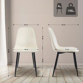 Sada 4 ks jedálenských stoličiek Maryam zamat - krémová