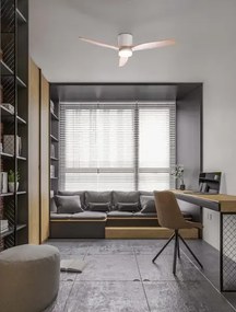 LED bielo-drevené designové stropné svietidlo Aloa s diaľkovým ovládaním