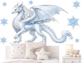 Ľadový drak Frozen textilní prelepiteľná nálepka na stenu hárok 47 x 32 cm