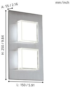 Eglo 93365 - LED nástenné svietidlo PIAS 2xLED-SMD/2,5W/230V