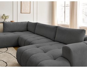 Tmavosivá rozkladacia/s úložným priestorom rohová pohovka (ľavý roh/do tvaru "U") Fuji – Bobochic Paris