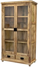 furniture-nabytek.cz - Rustikálna vitrina z masívneho dreva manga 100x180x45