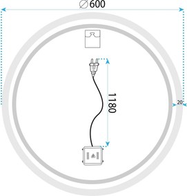 Rea LED zrkadlo, BLUETOOTH FFJ, 60cm, HOM-06501